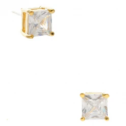 TRENDY Wholesale Jewelry Gold Dipped CZ Stud Earrings