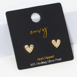 TRENDY Wholesale Jewelry Gold Dipped Heart Studs
