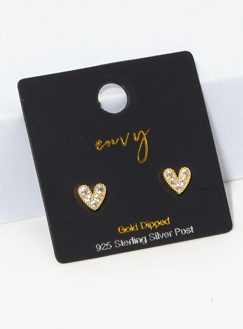 TRENDY Wholesale Gold Dipped Heart Stud Earrings - Stylish Jewelry for Women 3 TRENDY Wholesale Jewelry Gold Dipped Heart Studs