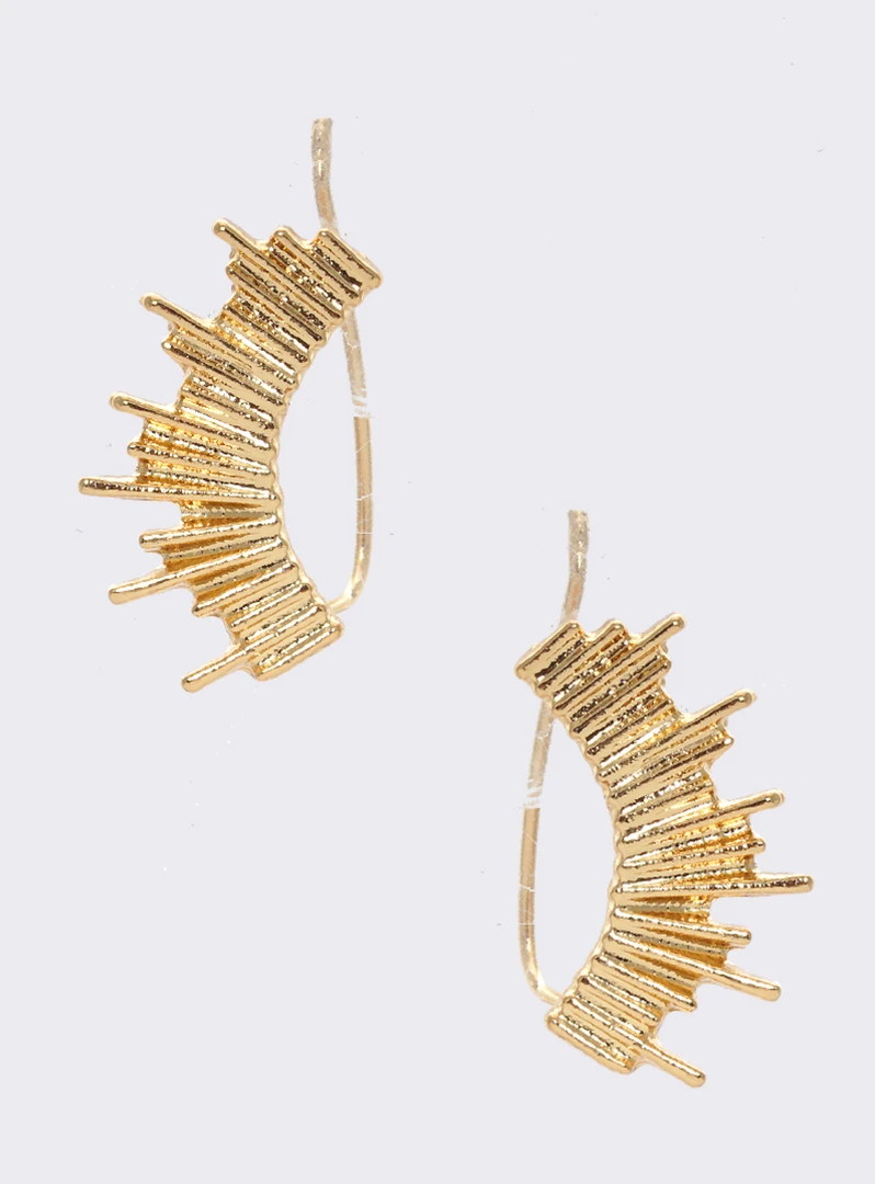 TRENDY Wholesale Sunburst Ear Climber Earrings - Stylish Gold-Tone Jewelry for Women 3 TRENDY Wholesale Sunburst Ear Climber Earrings