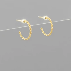 Golden Stella Twisted Huggie Hoops