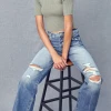 KanCan Bottoms Ultra High Rise Distressed Nineties Flare Jeans