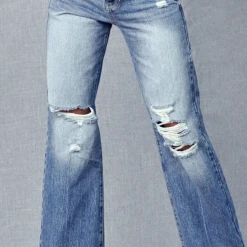 KanCan Ultra High Rise Distressed '90s Flare Jeans - Vintage Denim Bottoms for Women 5 KanCan Bottoms Ultra High Rise Distressed Nineties Flare Jeans