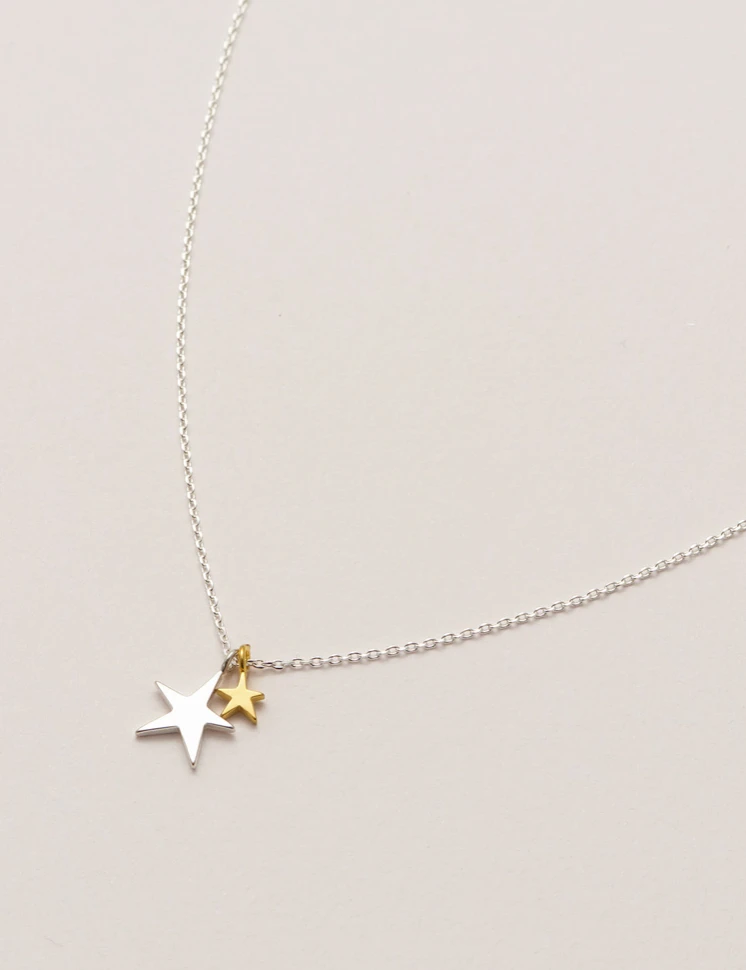 Estella Bartlett Two-Tone Double Star Necklace - Elegant Gold & Silver Jewelry for Women 4 Estella Bartlett Jewelry Two-Tone Double Star Necklace