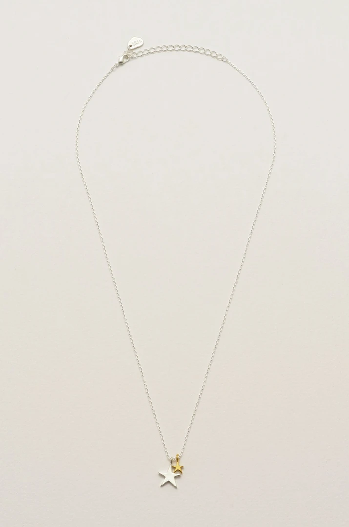 Estella Bartlett Two-Tone Double Star Necklace - Elegant Gold & Silver Jewelry for Women 3 Estella Bartlett Jewelry Two-Tone Double Star Necklace