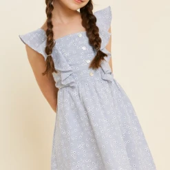 Hayden Tween Embroidered Ruffle Dress