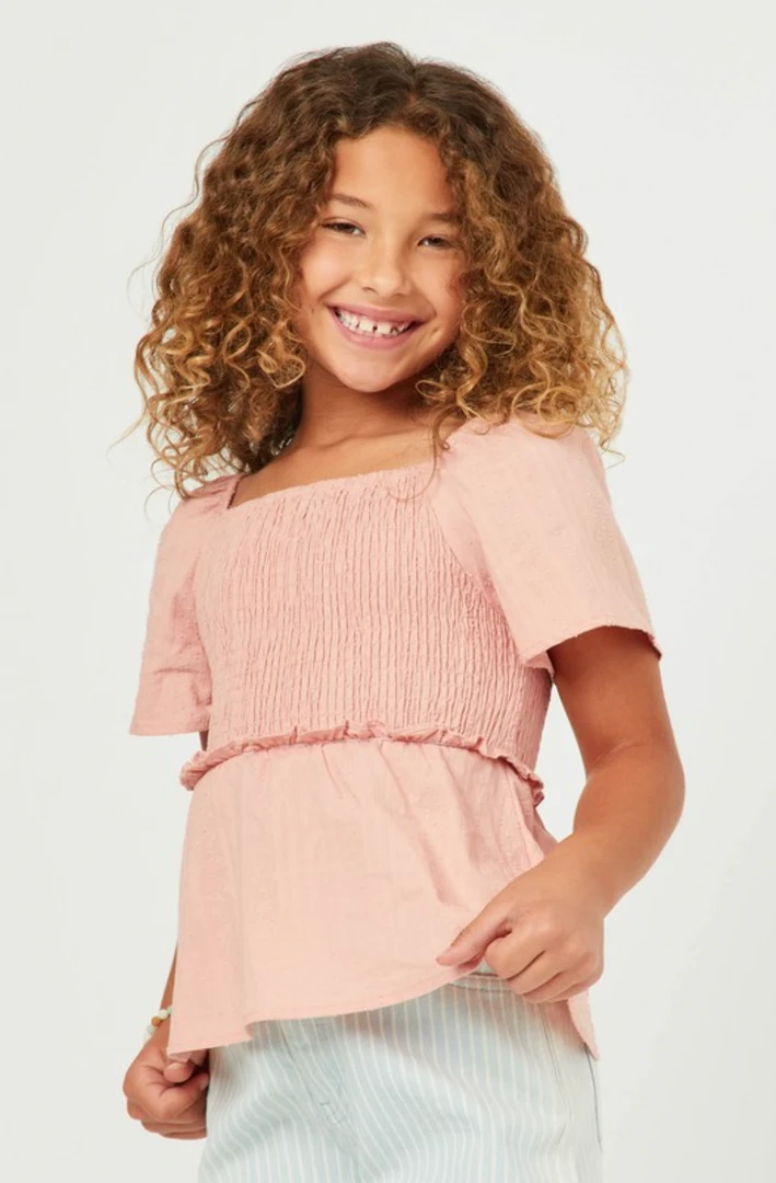 Hayden Tween Smocked Ruffle Top | Stylish Swank Tween Blouse for Girls 3 Hayden Tween Smocked Ruffle Top Swank Tween
