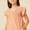 Hayden Tween Swiss Dot Smocked Top