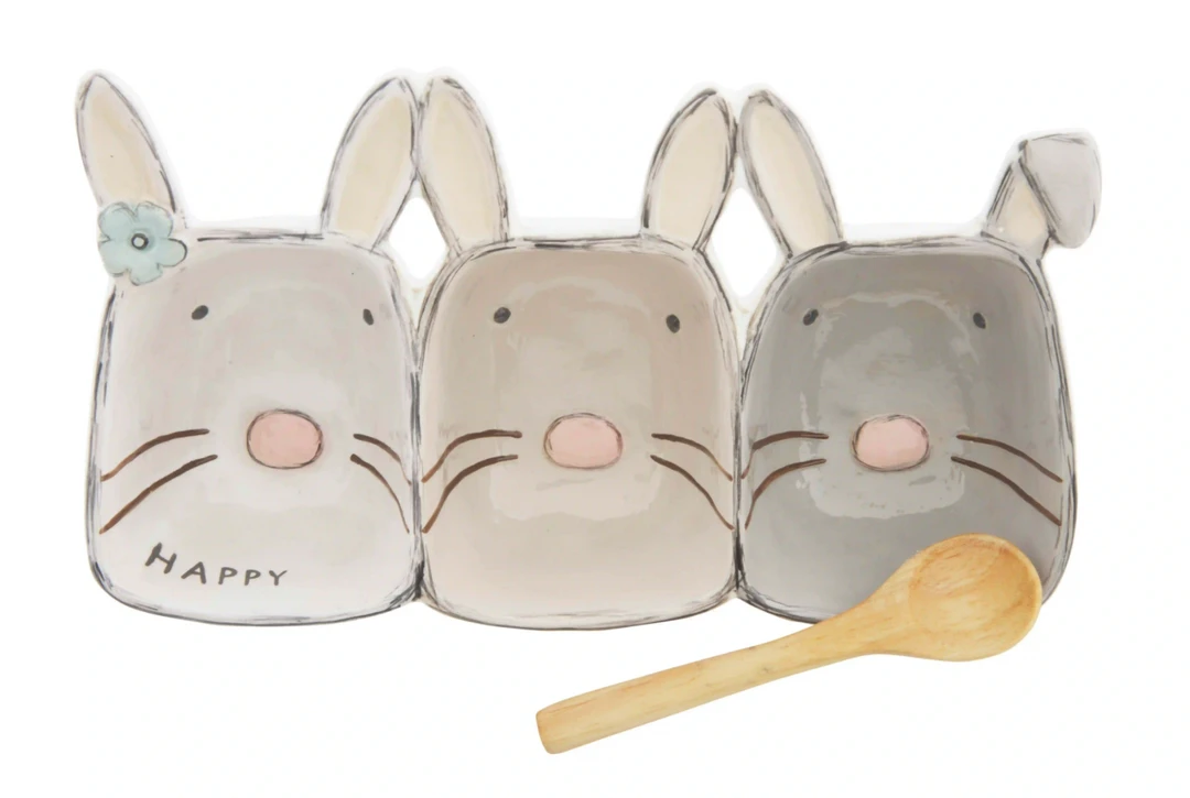 Mud Pie Gifts Bunny Triple Dip Set - Adorable Easter or Spring Gift Idea 3 Mud Pie Gifts Bunny Triple Dip Set