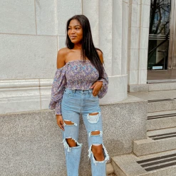 Jacquie The Label Tops Michelle Smocked Floral Top