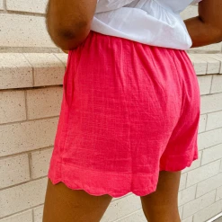 Umgee Linen Scallop Hem Shorts - Comfortable & Stylish Women's Bottoms 9 Umgee Linen Scallop Hem Shorts Bottoms