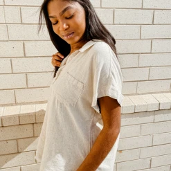 Umgee Tops Ivy Linen Button Down Top