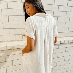 Umgee Tops Ivy Linen Button Down Top