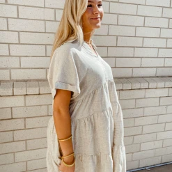 Umgee Lauren Linen Ruffle Dress Dresses