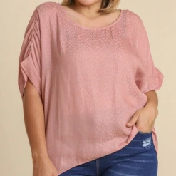 Umgee Flowy Satin Leopard Top Tops