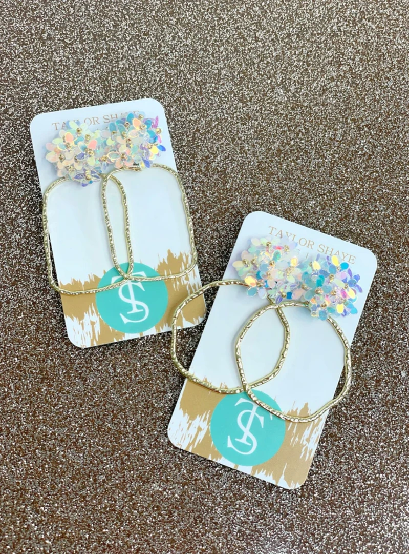 Taylor Shaye Jewelry Iridescent Flower Top Earrings | Stylish Accessories for Women 3 Taylor Shaye Jewelry Iridescent Flower Top Earrings