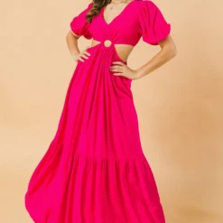 Flying Tomato Dresses Jewel Cut Out Maxi Dress