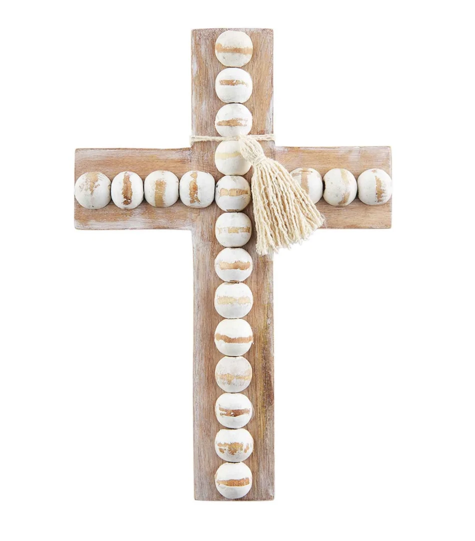 Mudpie Large Wood Bead Cross - Stylish Home & Lifestyle Decor 3 Mudpie Large Wood Bead Cross