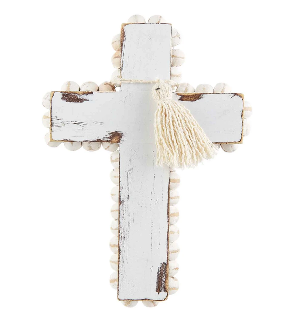Mudpie Lifestyle Small Wood Bead Cross - Handcrafted Home Decor & Spiritual Gift 3 Mudpie Lifestyle Small Wood Bead Cross