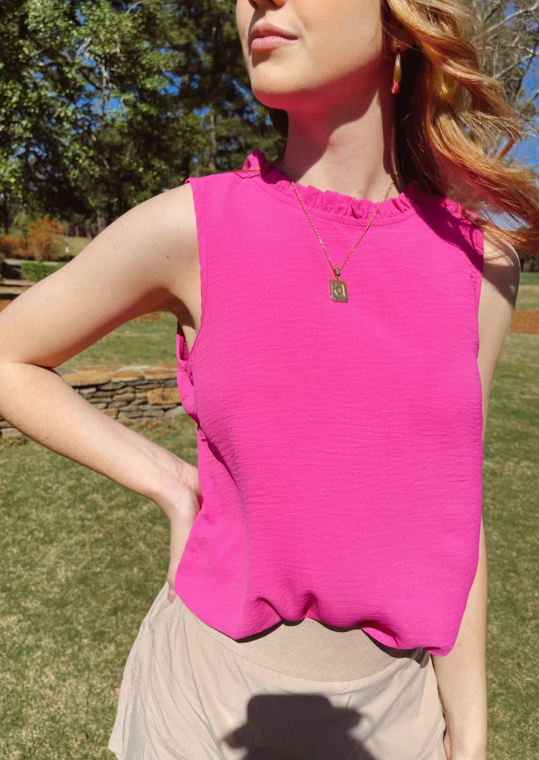 Mittoshop Caroline Ruffle Neck Blouse - Plus Size Sleeveless Top for Women 4 Mittoshop Caroline Ruffle Neck Blouse