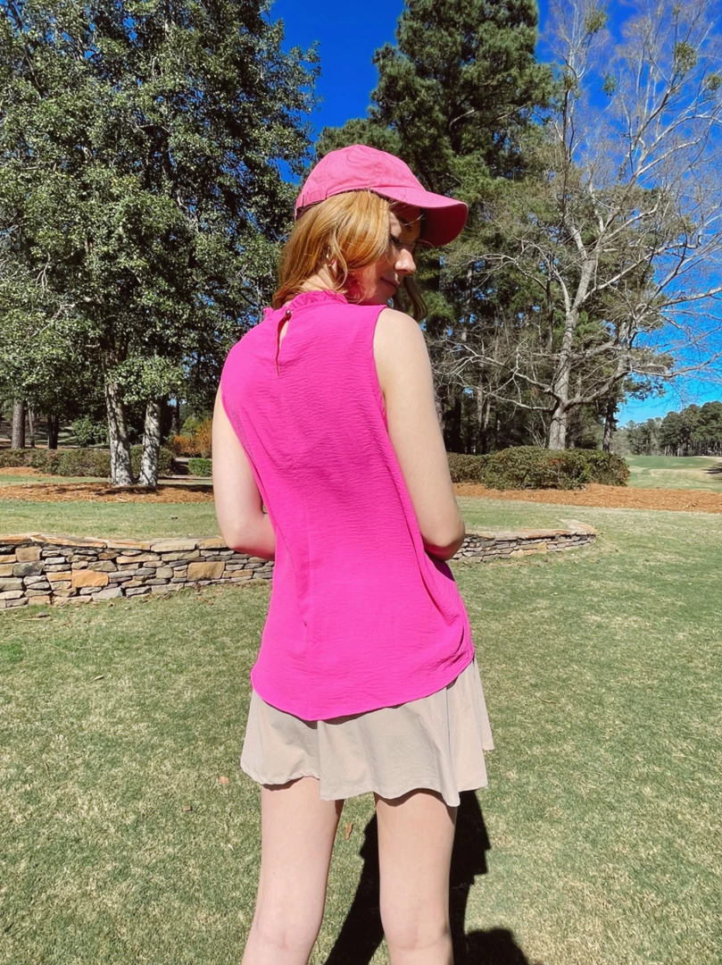 Mittoshop Caroline Ruffle Neck Blouse - Plus Size Sleeveless Top for Women 5 Mittoshop Caroline Ruffle Neck Blouse