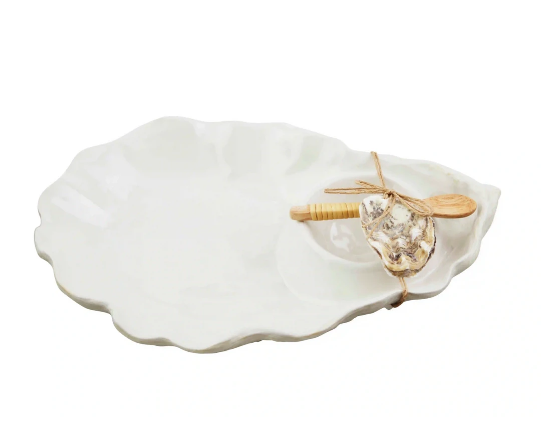 Mudpie Oyster Chip and Dip Set - Stylish Lifestyle Serving Platter for Entertaining 3 Mudpie Oyster Chip And Dip Set Lifestyle