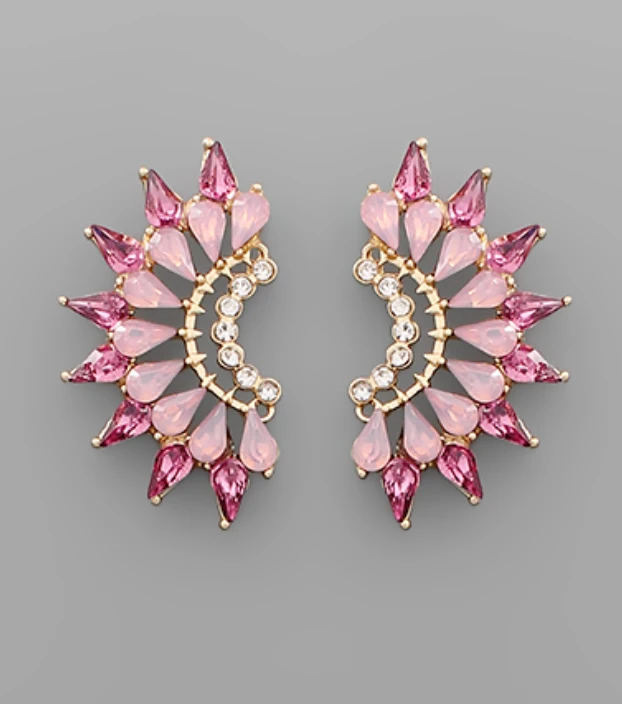 Golden Stella Glass Stone Wing Earrings - Elegant Jewelry for Women 3 Golden Stella Glass Stone Wing Earrings Jewelry