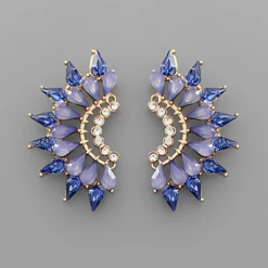 Golden Stella Glass Stone Wing Earrings - Elegant Jewelry for Women 6 Golden Stella Glass Stone Wing Earrings Jewelry