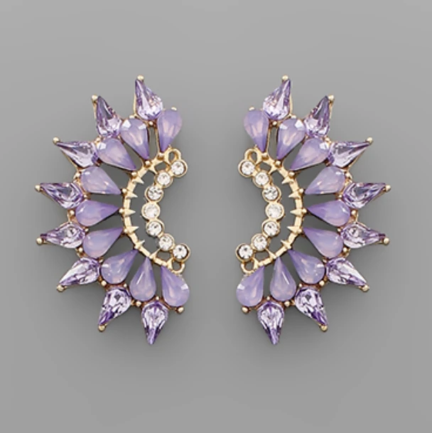 Golden Stella Glass Stone Wing Earrings - Elegant Jewelry for Women 5 Golden Stella Glass Stone Wing Earrings Jewelry