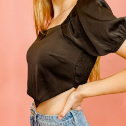 Mittoshop Tops Samantha Satin Crop Top