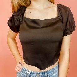 Mittoshop Tops Samantha Satin Crop Top