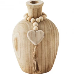 Mudpie Lifestyle Heart Paulownia Beaded Vase