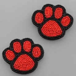 Golden Stella Studded Paw Print Beaded Earrings Jewelry