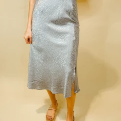 Umgee Bottoms Satin Leopard Midi Skirt