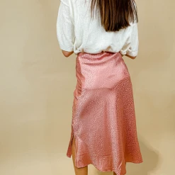 Umgee Bottoms Satin Leopard Midi Skirt