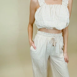 Allie Rose Piper Gingham Cropped Pants