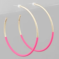 Golden Stella Half Colored Hoop Earrings Jewelry