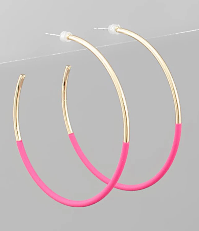 Golden Stella Half Colored Hoop Earrings - Stylish Jewelry for Women 4 Golden Stella Half Colored Hoop Earrings Jewelry