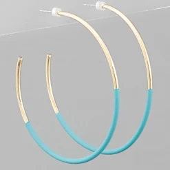 Golden Stella Half Colored Hoop Earrings Jewelry