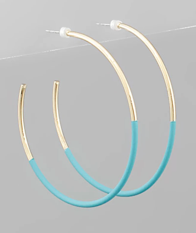 Golden Stella Half Colored Hoop Earrings - Stylish Jewelry for Women 3 Golden Stella Half Colored Hoop Earrings Jewelry
