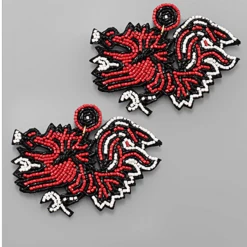 Golden Stella Gamecock Beaded Earrings