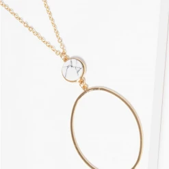 Trendy Wholesale Oval Stone Pendant Long Necklace