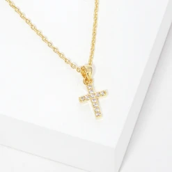 Trendy Wholsale CZ Pave Cross Pendant Necklace Jewelry