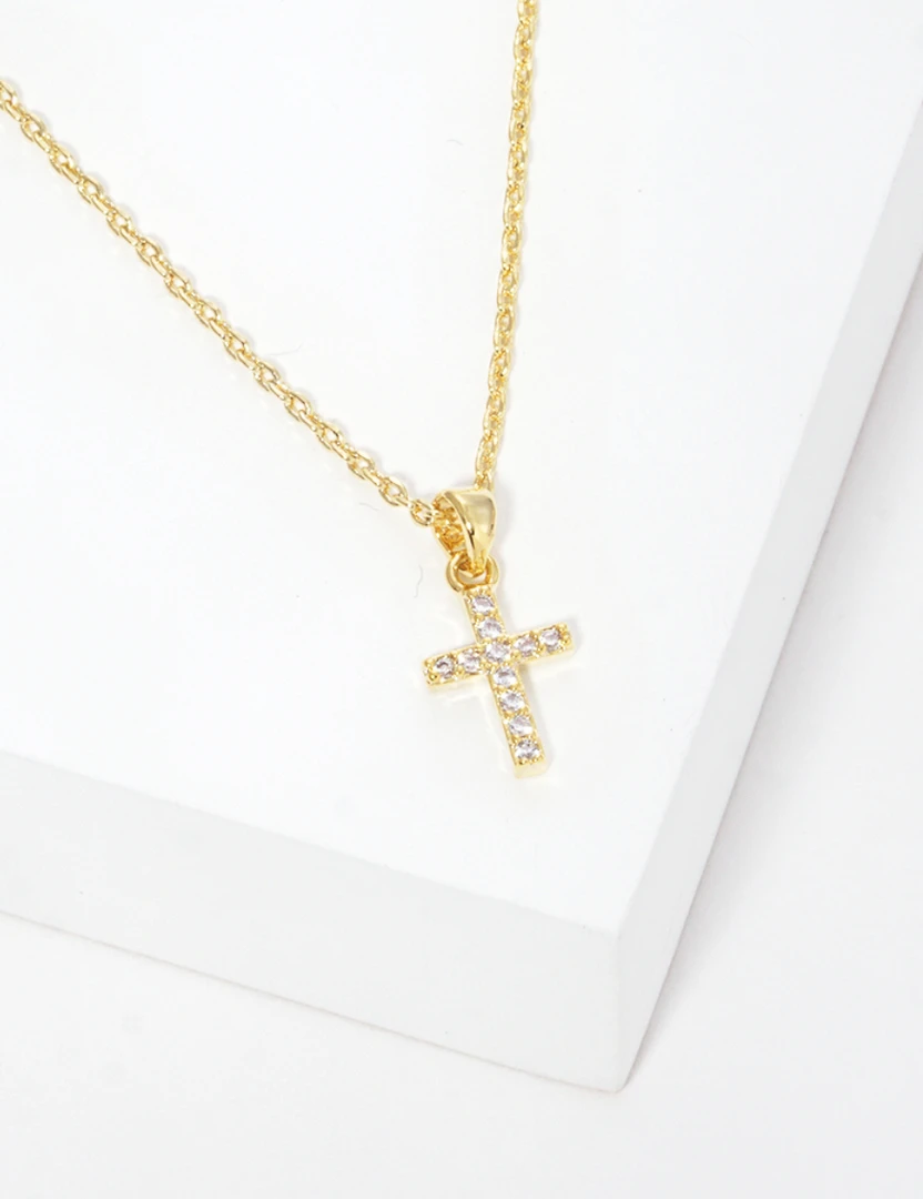 Trendy Wholesale CZ Pave Cross Pendant Necklace - Elegant Jewelry for Women 4 Trendy Wholsale CZ Pave Cross Pendant Necklace Jewelry