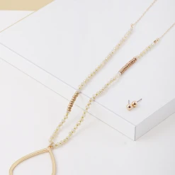 Trendy Wholesale Beaded Teardrop Necklace And Earrings Set