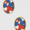 Trendy Wholsale Jewelry Patriotic Oval Stud Earrings