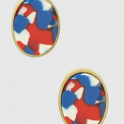Trendy Wholsale Jewelry Patriotic Oval Stud Earrings