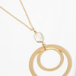 Trendy Wholesale Double Circle Pendant Long Necklace