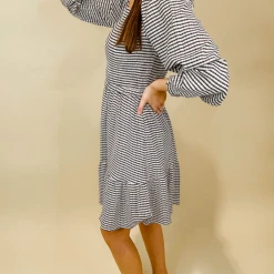 White Birch Audrey Smocked Striped Dress