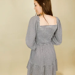 White Birch Audrey Smocked Striped Dress